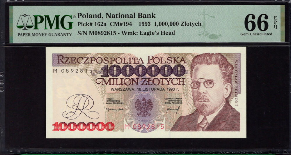 Poland - 1.000.000 Zlotych 1993 - Pick # 162a - PMG 66 EPQ