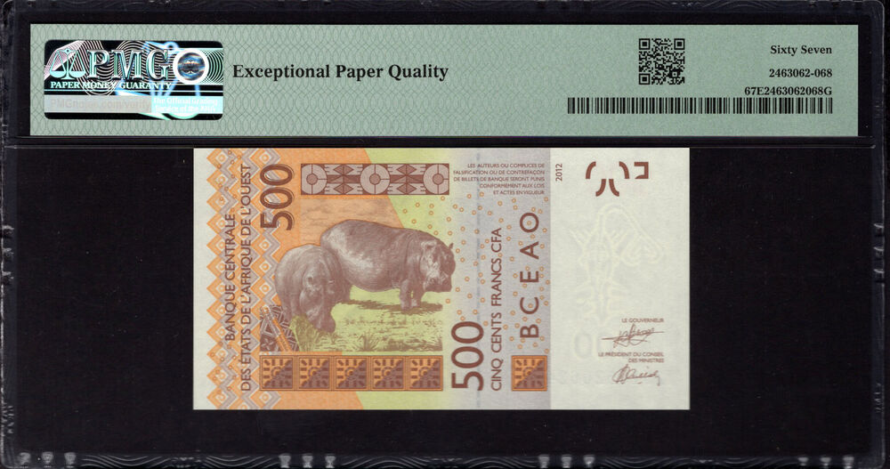Burkina Faso - 500 Francs 2012 - PMG 67 EPQ