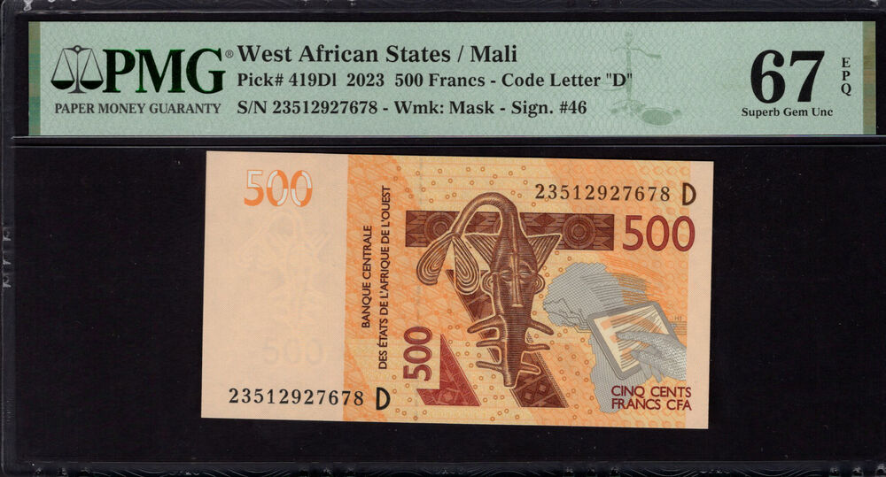 Mali - 500 Francs CFA 2023 - Pick # 419Di - PMG 67 EPQ