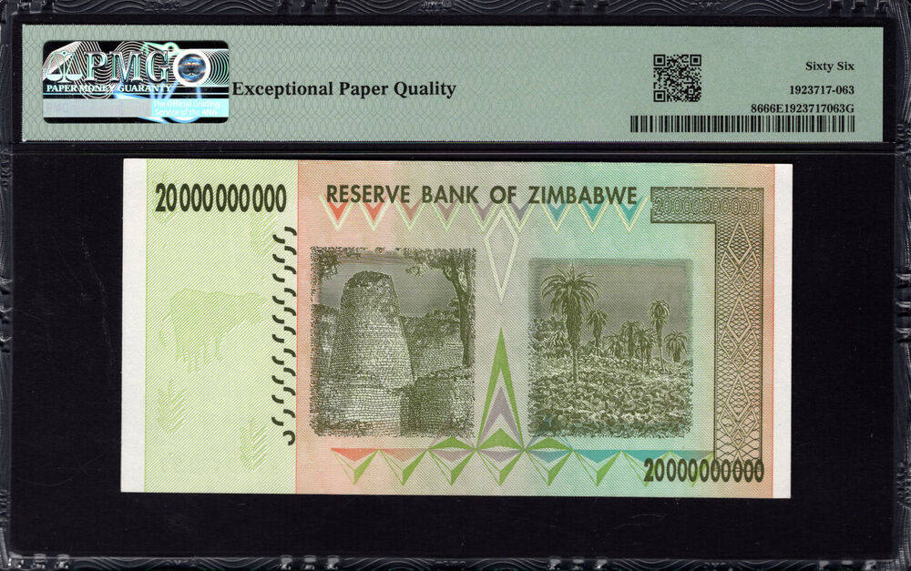 Zimbabwe - 20 Billion Dollars 2008 - Pick # 86 - PMG 66 EPQ