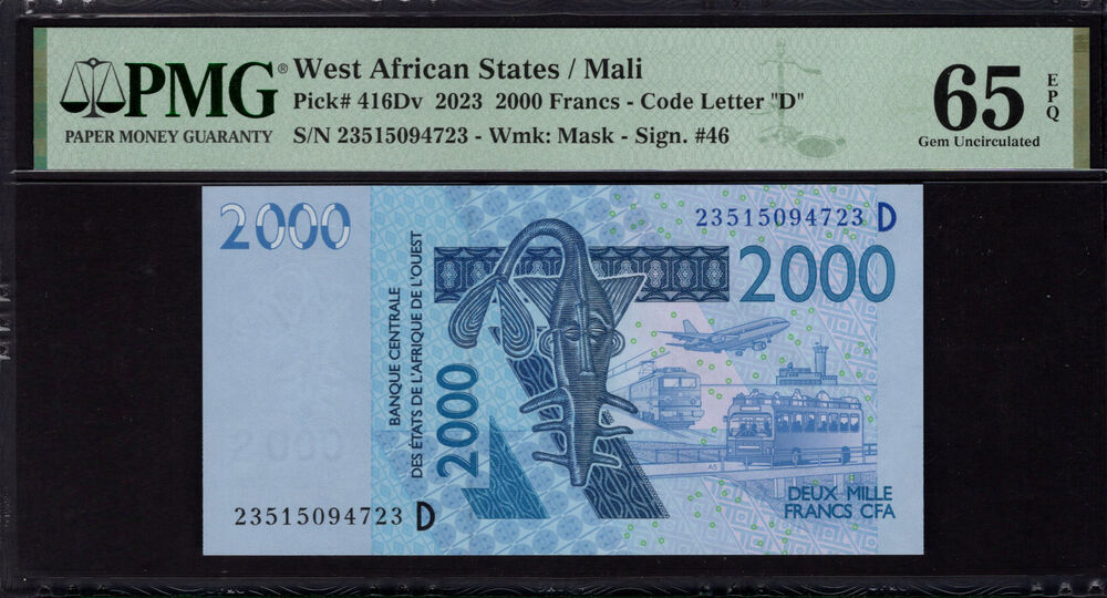 Mali - 2000 Francs 2023 - Pick # 416Dv - PMG 65 EPQ