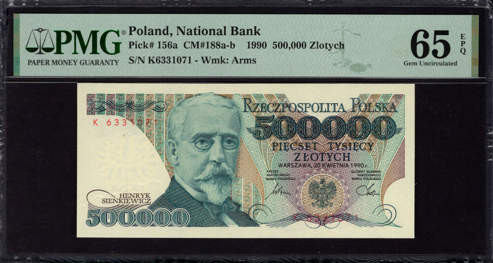 Poland - 500.000 Zlotych 1990 - Pick # 156a - PMG 65 EPQ