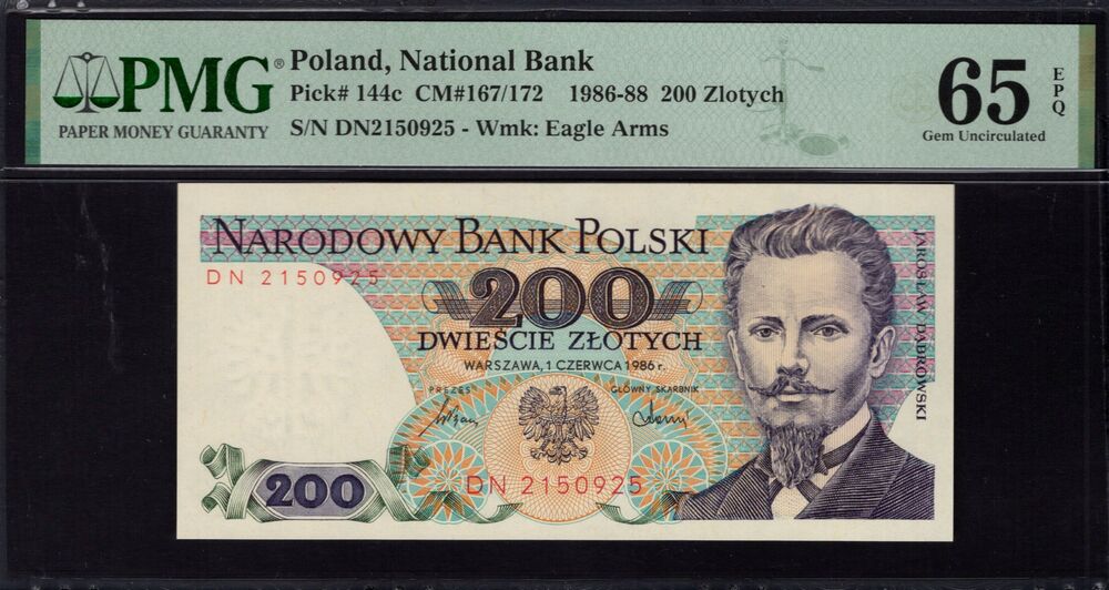 Poland - 200 Zlotych 1986 - Pick # 144c - PMG 65 EPQ