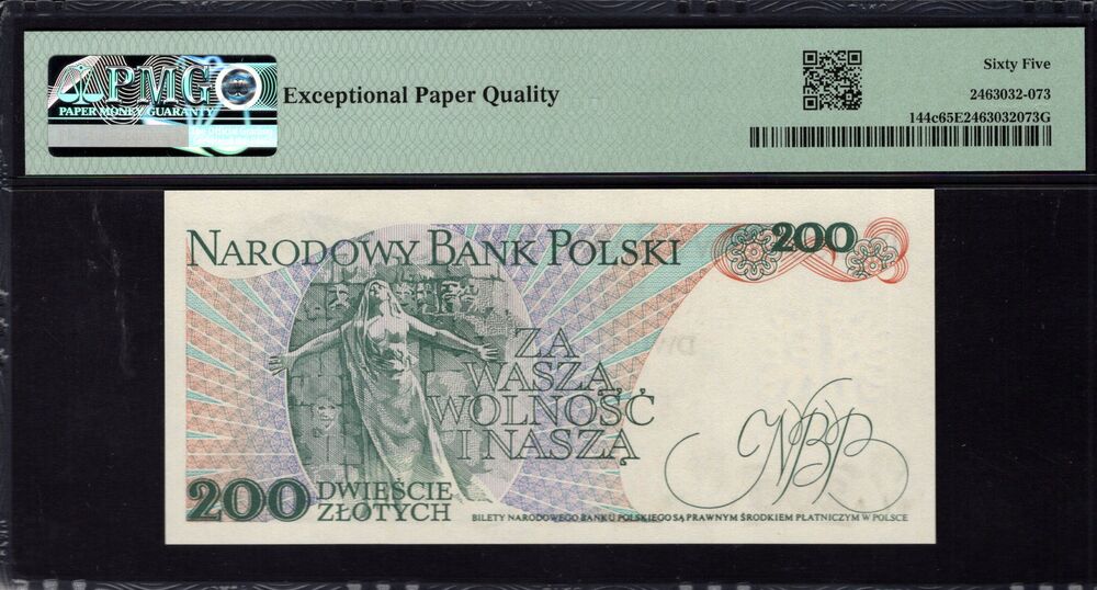 Poland - 200 Zlotych 1986 - Pick # 144c - PMG 65 EPQ