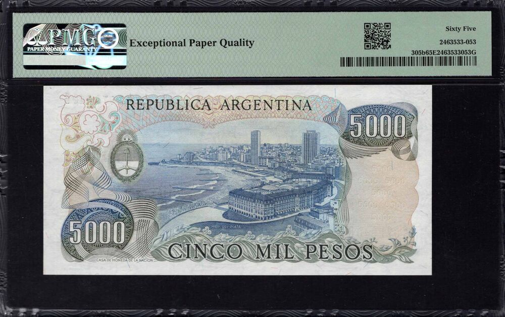 Argentina - 5000 Pesos 1977 - Pick # 305b - PMG 65 EPQ