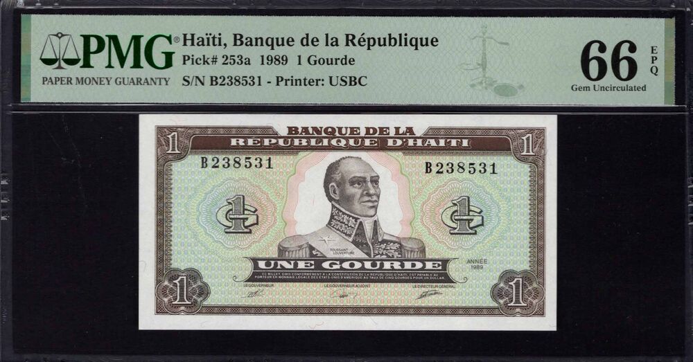 Haiti - 1 Gourde 1989 - Pick # 253a - PMG 66 EPQ