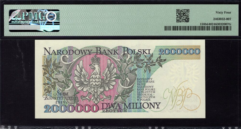 Poland - 2.000.000 Zlotych 1992 - Pick # 158b - PMG 64