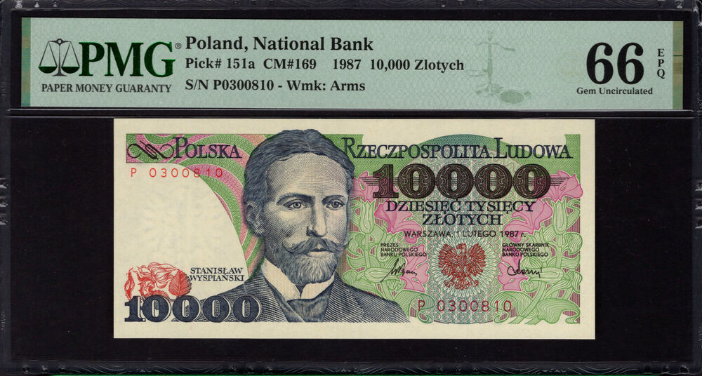 Poland - 10.000 Zlotych 1987 - Pick # 151a - PMG 66 EPQ
