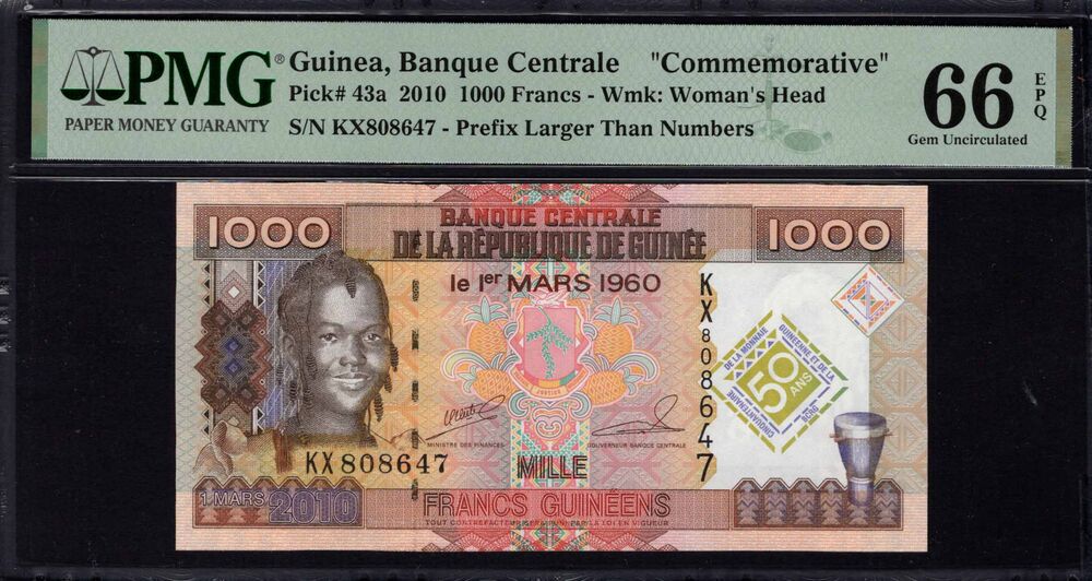 Guinea - 1000 Francs 2010 - Pick # 43a - PMG 66 EPQ