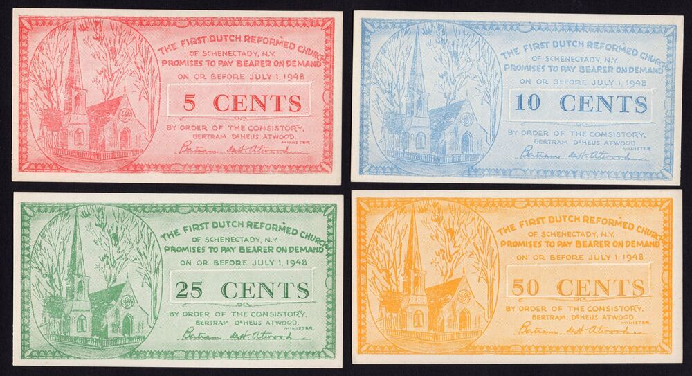USA - First Dutch Reformed Church - 5, 10, 25 & 50 Cents 1948 - Pick # NL - UNC
