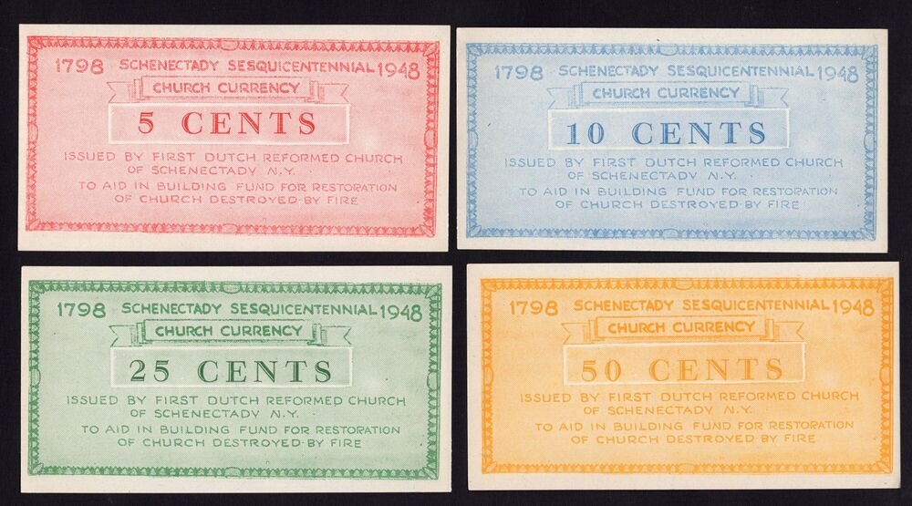 USA - First Dutch Reformed Church - 5, 10, 25 & 50 Cents 1948 - Pick # NL - UNC