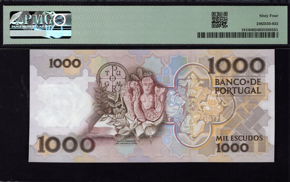 Portugal - 1000 Escudos 1992 - Pick # 181i - PMG 64