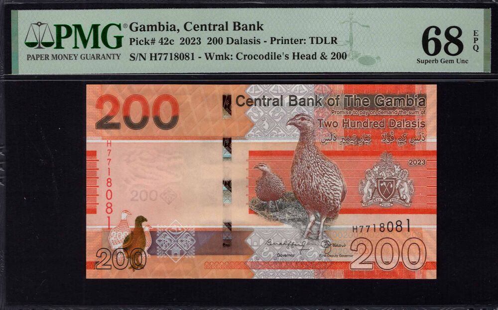 Gambia - 200 Dalasis 2023 - Pick # 42c - PMG 68 EPQ