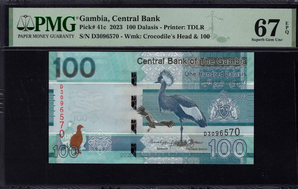 Gambia - 100 Dalasis 2023 - Pick # 41c - PMG 67 EPQ