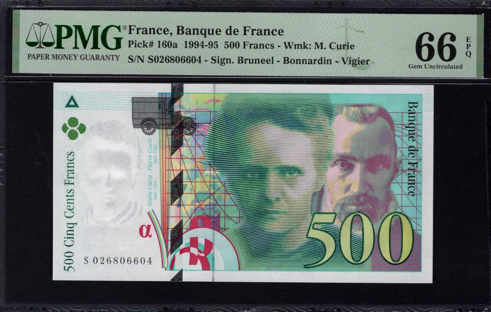 France - 500 Francs 1994 - Pick # 160a - PMG 66 EPQ