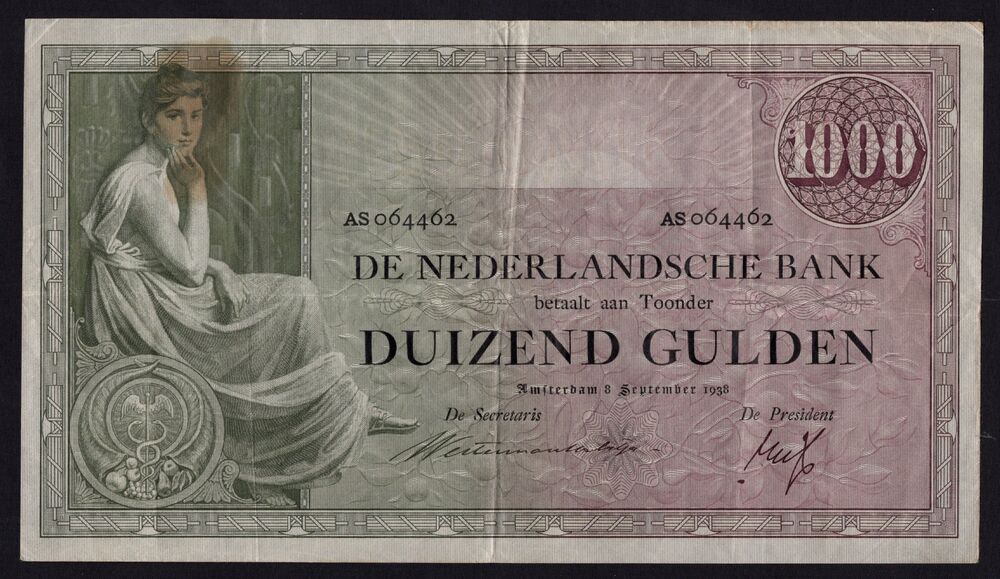 Netherlands - 1000 Gulden 1938 - Pick # 48 - F/VF