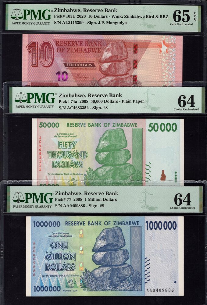 Group of 3 PMG graded notes, Africa