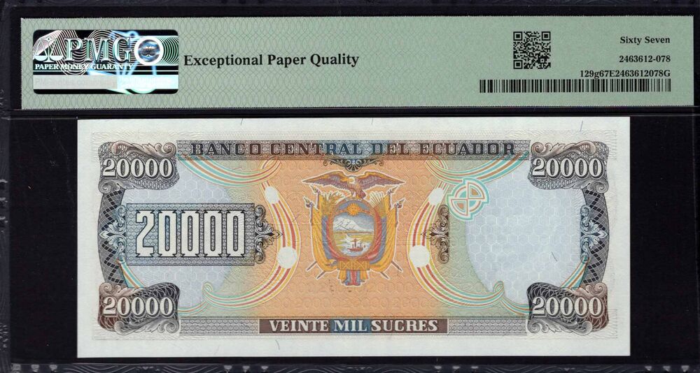 Ecuador - 20.000 Sucres 1999 - Pick # 129g - PMG 67 EPQ