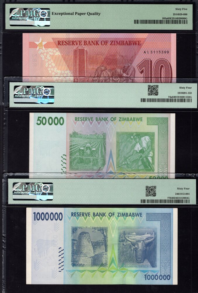 Group of 3 PMG graded notes, Africa