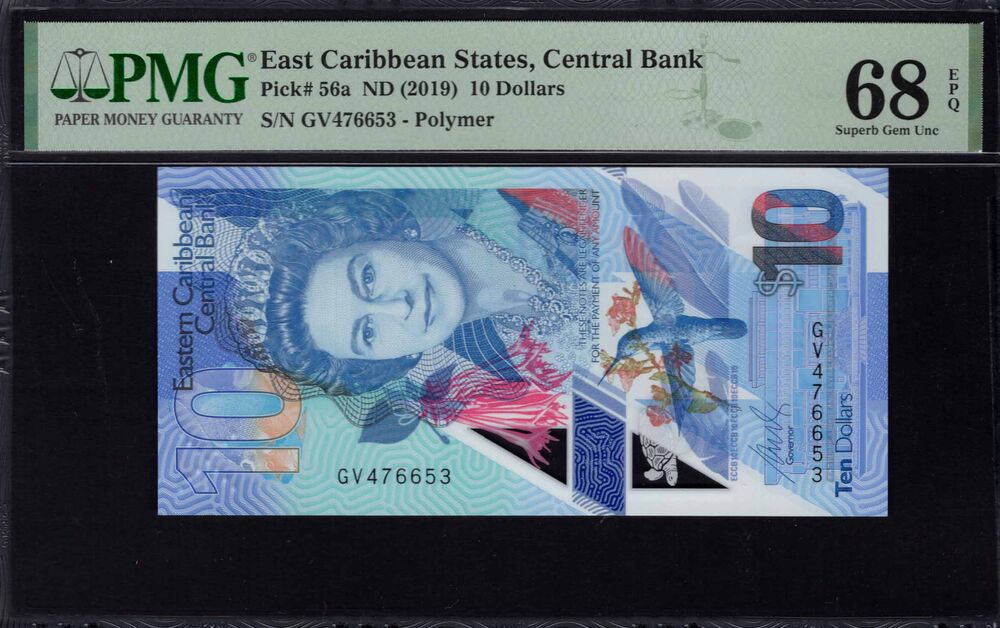 East Caribbean States - 10 Dollars 2019 - Pick # 56a - PMG 68 EPQ