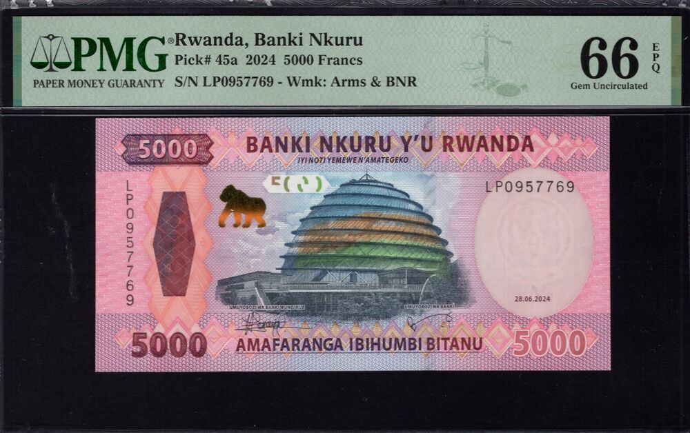 Rwanda - 5000 Francs 2024 - Pick # 45a - PMG 66 EPQ