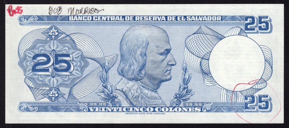 El Salvador - 25 Colones 1983 - Pick # 136 - Proof - AU