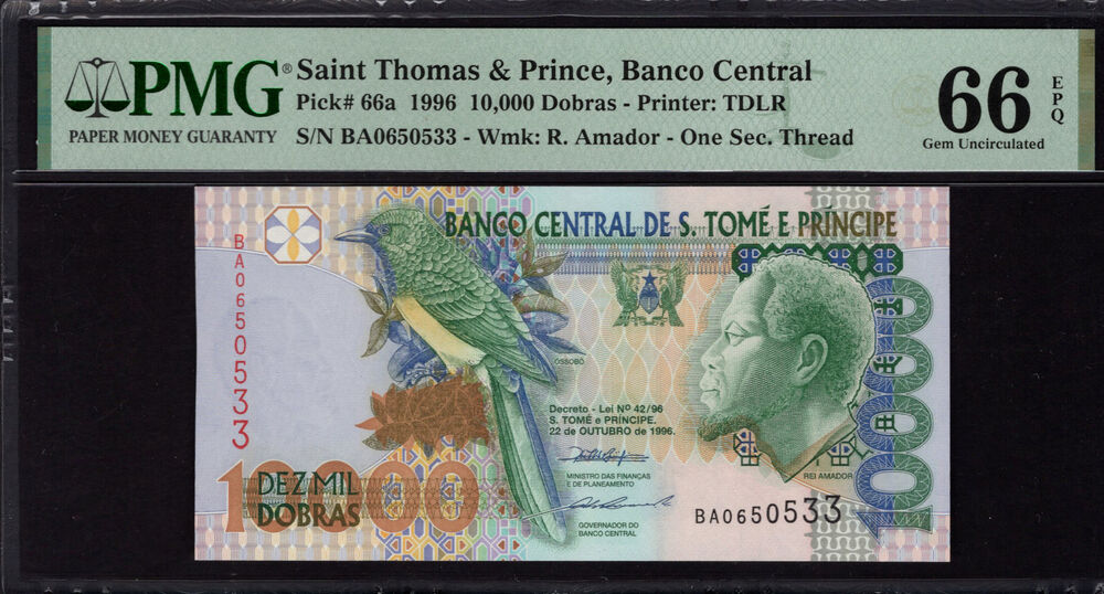 Sao Tome and Principe - 10000 Dobras 1996 - Pick # 66a - PMG 66 EPQ