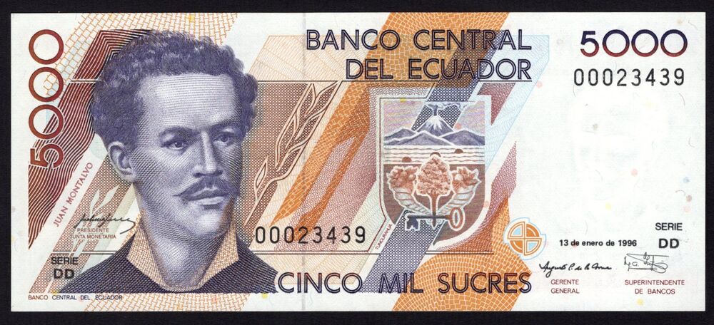 Ecuador - 5000 Sucres 1996 - Pick # 128b* - Replacement - UNC