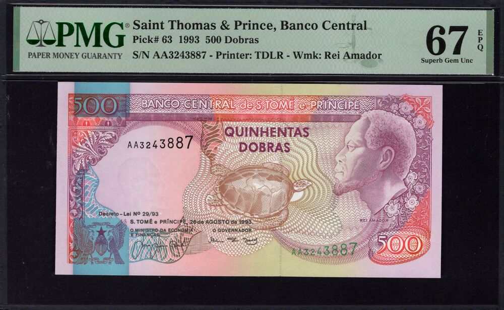Sao Tome and Principe - 500 Dobras 1993 - Pick # 63 - PMG 67 EPQ