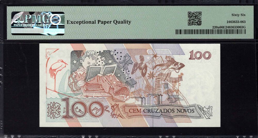 Brazil - 100 Cruzados Novos 1989 - Pick # 220a - PMG 66 EPQ