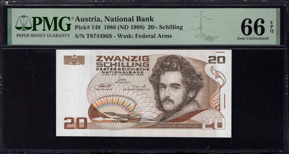 Austria - 20 Schilling 1986 - Pick # 148 - PMG 66 EPQ