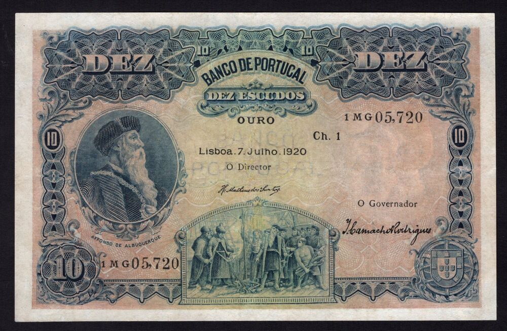 Portugal - 10 Escudos 1920 - Pick # 117 - VF