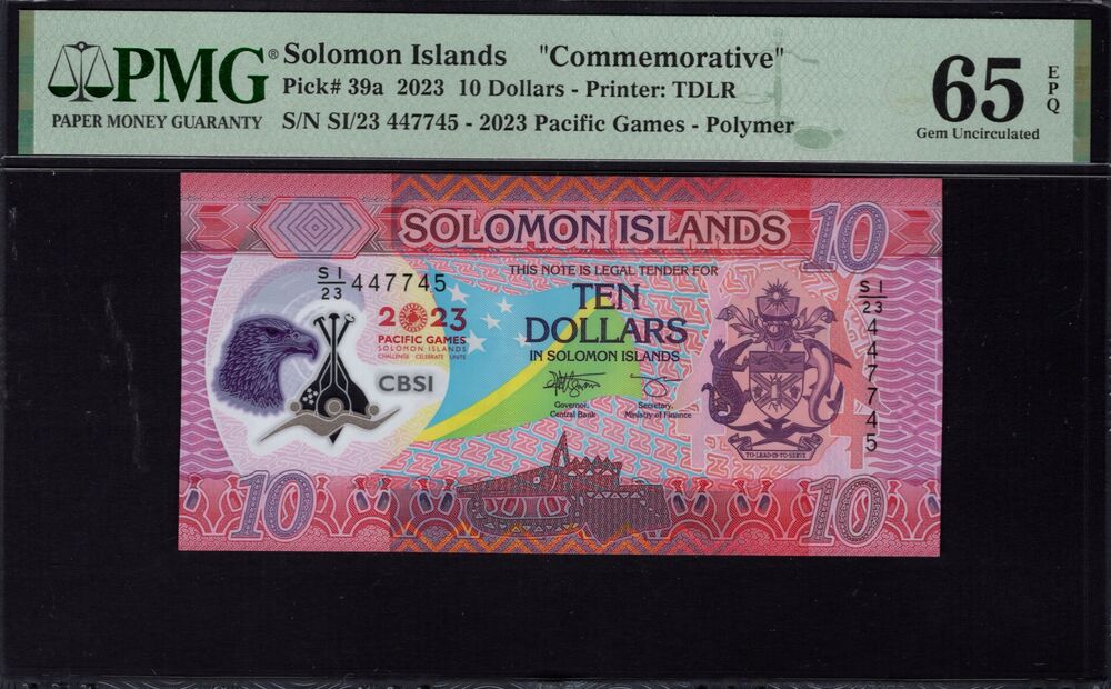 Solomon Islands - 10 Dollars 2023 - Pick # 39a - PMG 65 EPQ