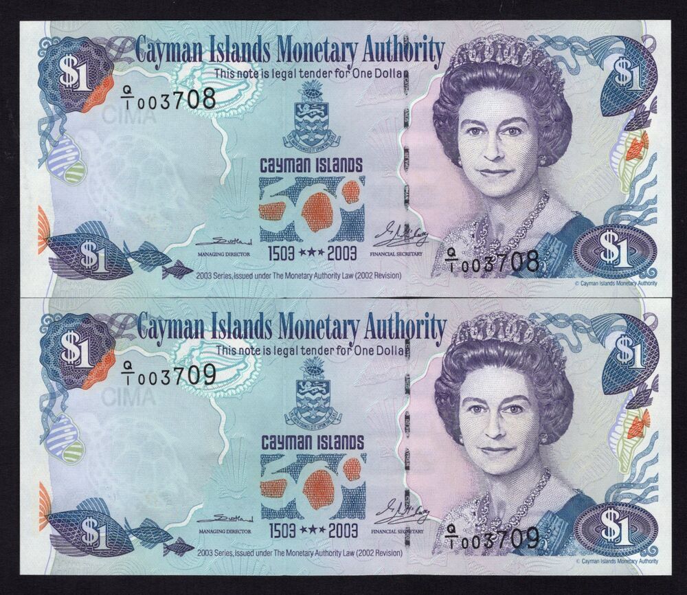 Cayman Islands - 2 x 1 Dollar 2003 - Pick # 30a - Consecutive - UNC