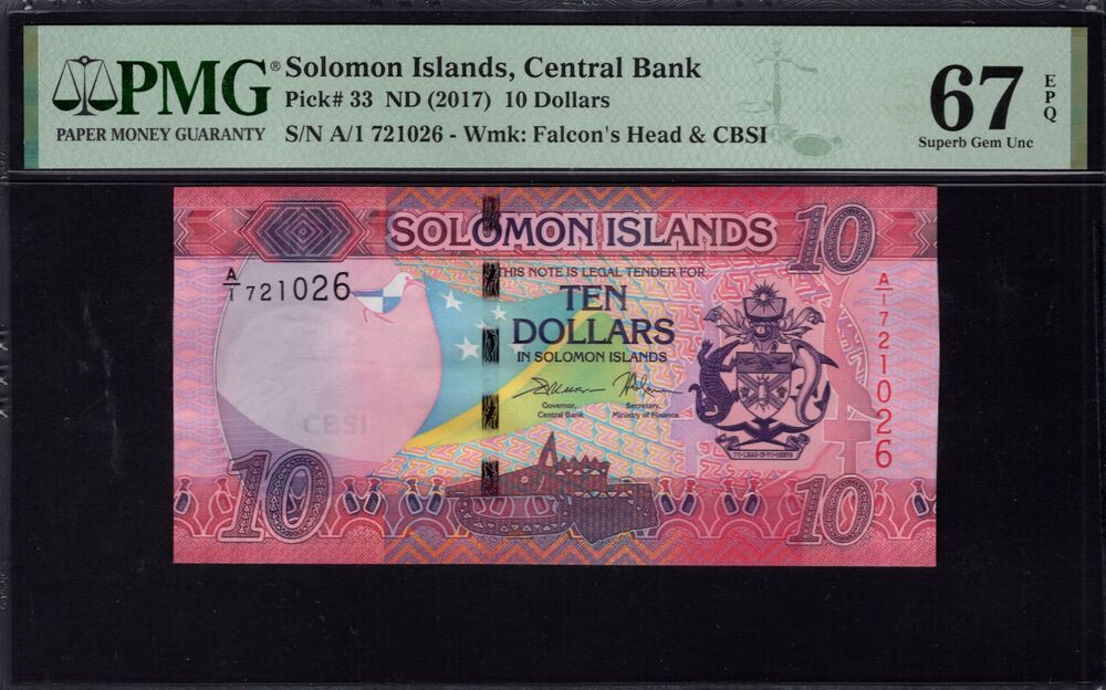 Solomon Islands - 10 Dollars 2017 - Pick # 33 - PMG 67 EPQ