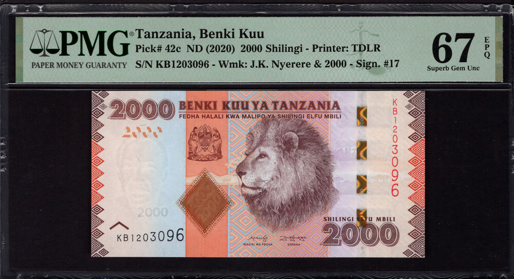 Tanzania - 2.000 Shilingi 2020 - Pick # 42c - PMG 67 EPQ