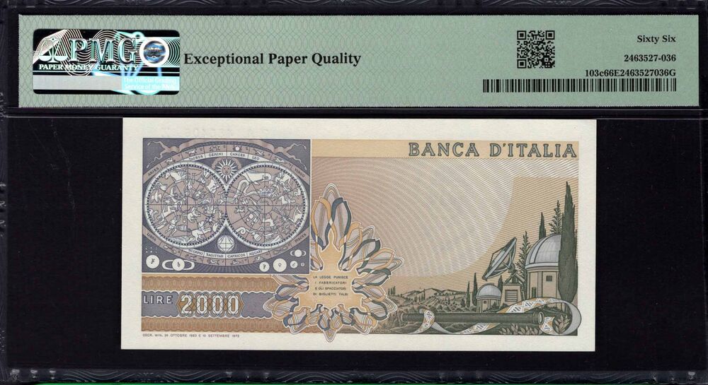 Italy - 2000 Lire 1983 - Pick # 103c - PMG 66 EPQ