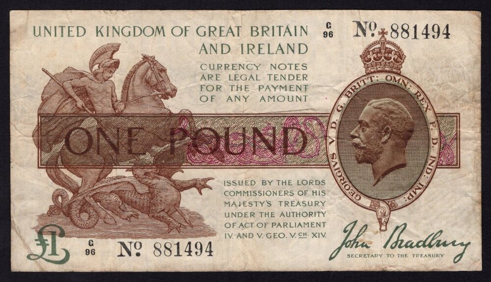 Great Britain - 1 Pound 1918 - Pick # 351 - Fine