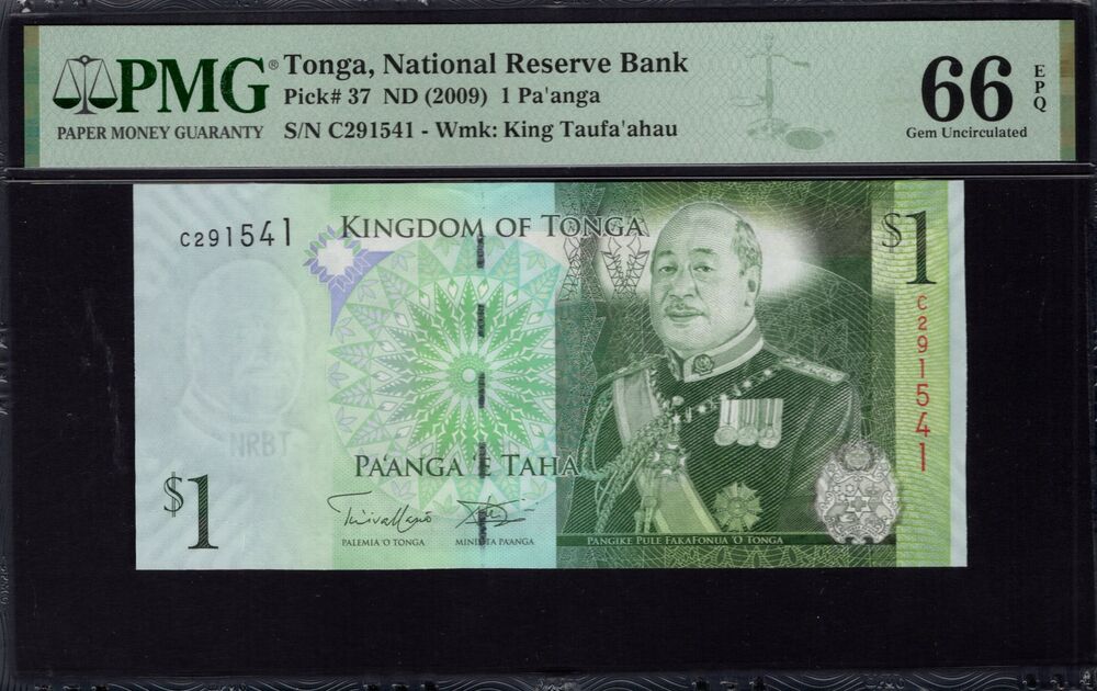 Tonga - 1 Pa'anga 2009 - Pick # 37 - PMG 66 EPQ