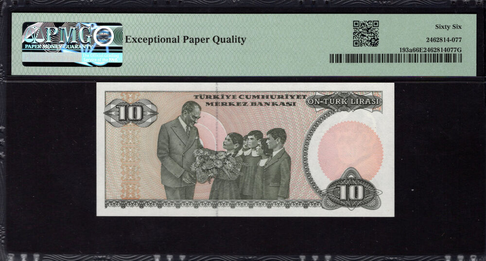 Turkey - 10 Lirasi 1970 - Pick # 193a - PMG 66 EPQ