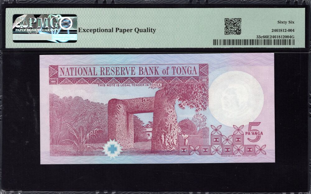 Tonga - 5 Pa'anga 1995 - Pick # 33c - PMG 66 EPQ