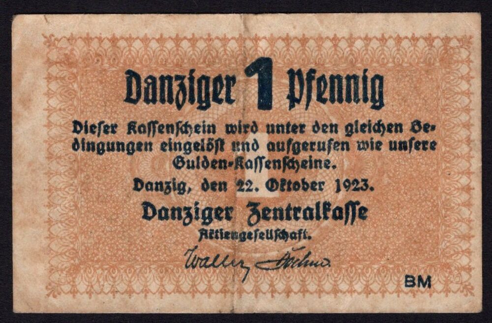 Danzig - 1 Pfennig 1923 - Pick # 32 - aVF