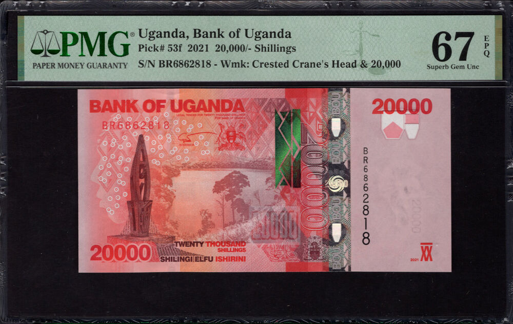 Uganda - 20.000 Shillings 2021 - Pick # 53f - PMG 67 EPQ