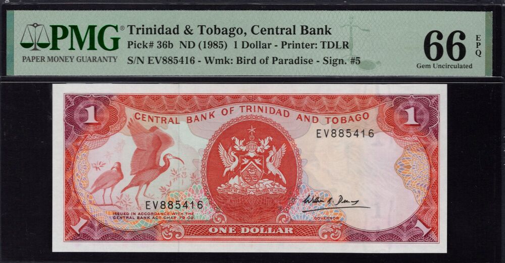 Trinidad and Tobago - 1 Dollar 1985 - Pick # 36b - PMG 66 EPQ