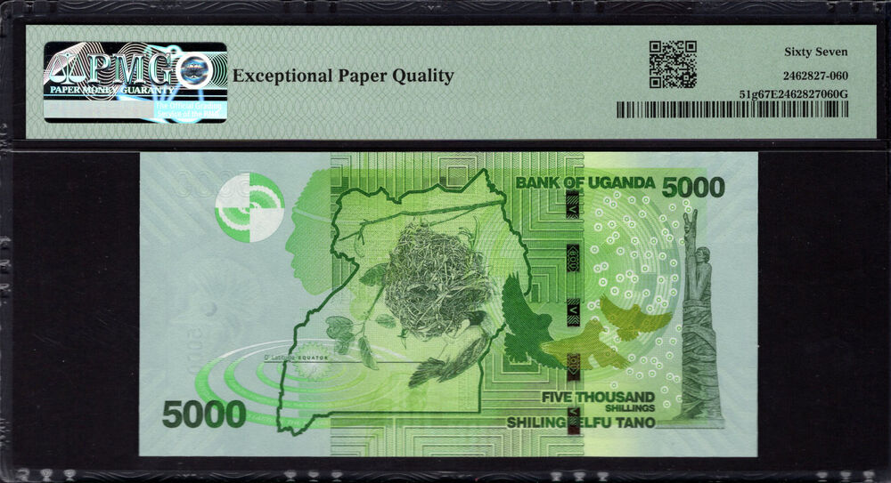 Uganda - 5000 Shillings 2021 - Pick # 51g - PMG 67 EPQ