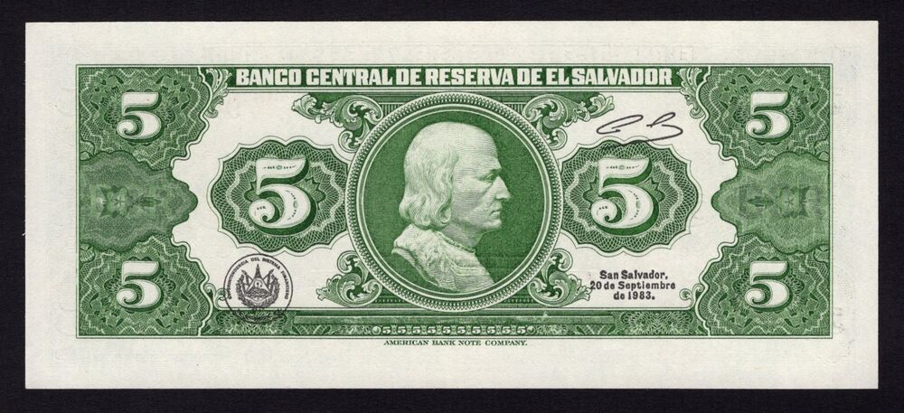 El Salvador - 5 Colones 1983 - Pick # 134a - UNC