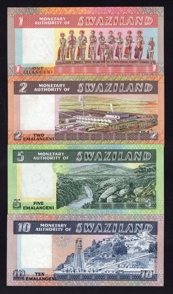 Swaziland - 1, 2, 5 & 10 Emalangeni 1974 - Pick # 1, 2, 3 & 4 - VF+ to AU