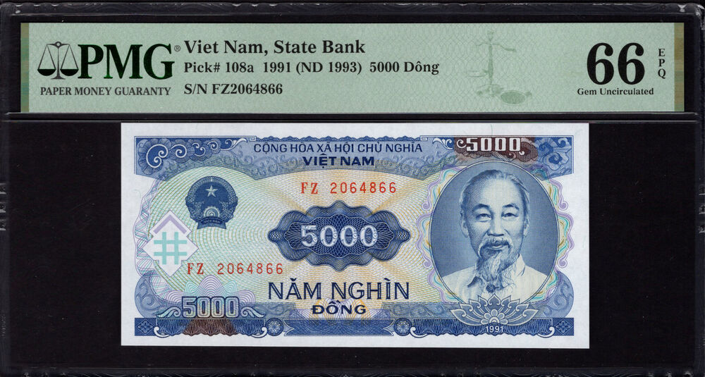 Vietnam - 5000 Dong 1991 - Pick # 108a - PMG 66 EPQ