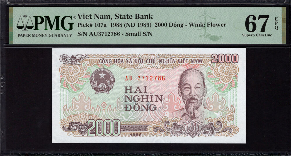 Vietnam - 2000 Dong 1988 - Pick # 107a - PMG 67 EPQ