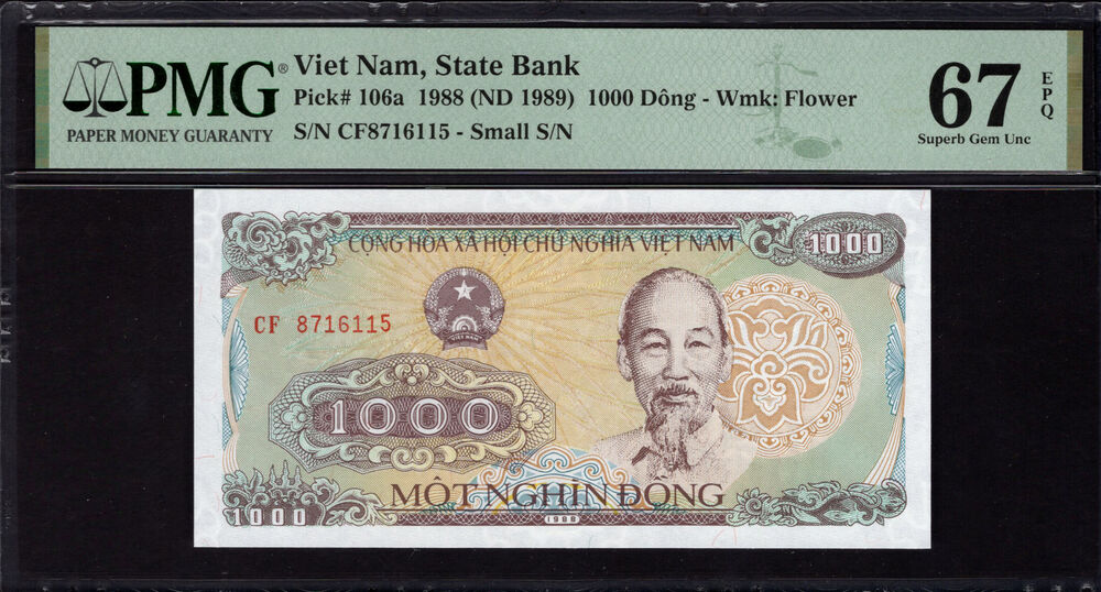 Vietnam - 1000 Dông 1988 - Pick # 106a - PMG 67 EPQ